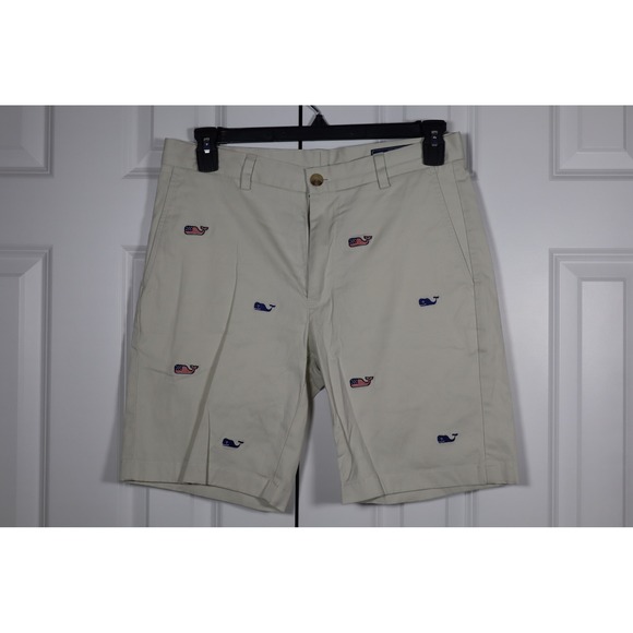 Vineyard Vines Other - Vineyard Vines Mens Breaker Shorts Khaki Tan American Flag Whale Embroidered 31